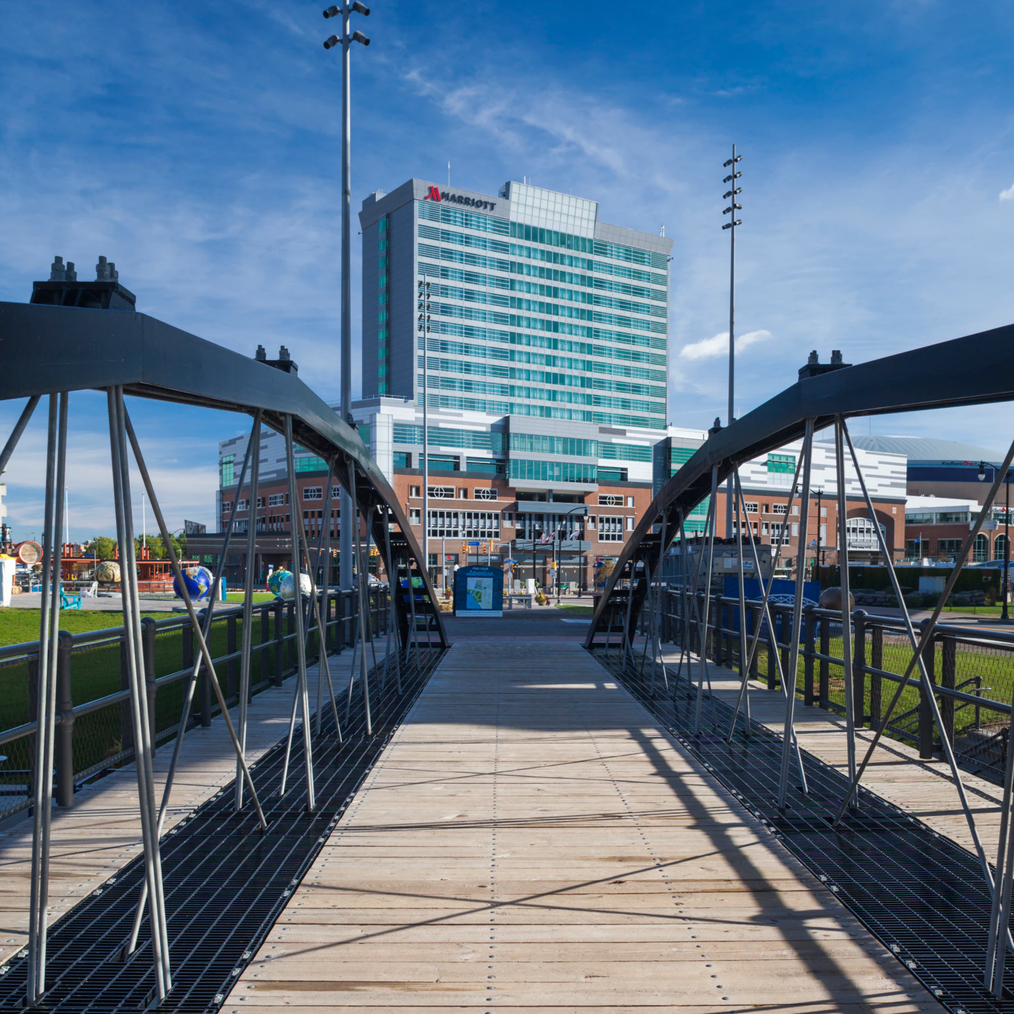 Canalside is a historic district within Buffalo, New York that was once the western terminus of the Erie Canal. Today, it has become a rich site of development, revival, and activity in Buffalo. The site includes the Commercial Slip, historically reconstructed Erie Canal and Main-Hamburg Canals.