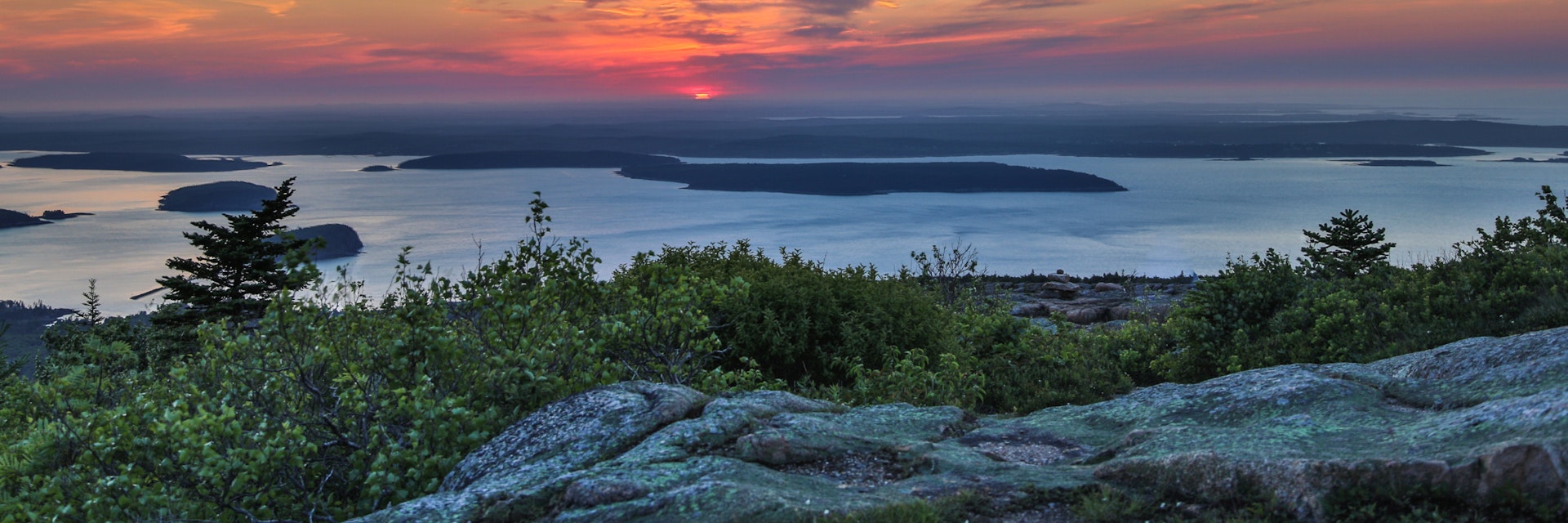 A view of the sun rise at Cadillac Mountain, Acadia National Park, Maine