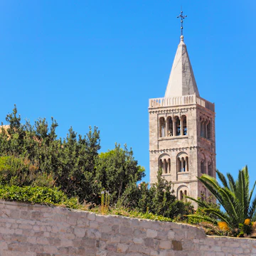 Bell tower of St. Mary's church at Rab, Croatia.