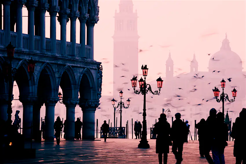 Piazza San Marco at sunrise in Venice, Italy.