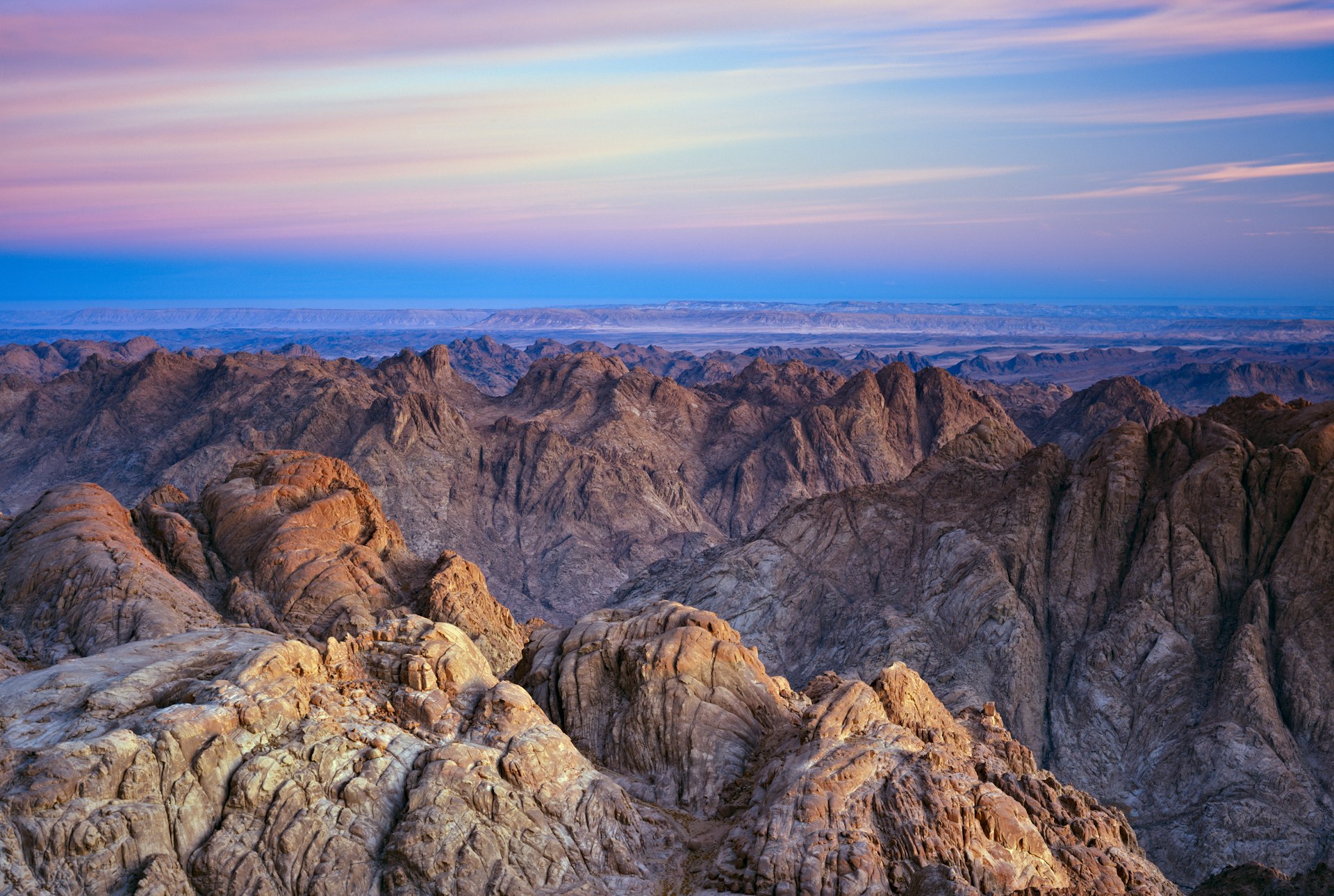 Mountain landscape at sunrise, Sinai, Egypt