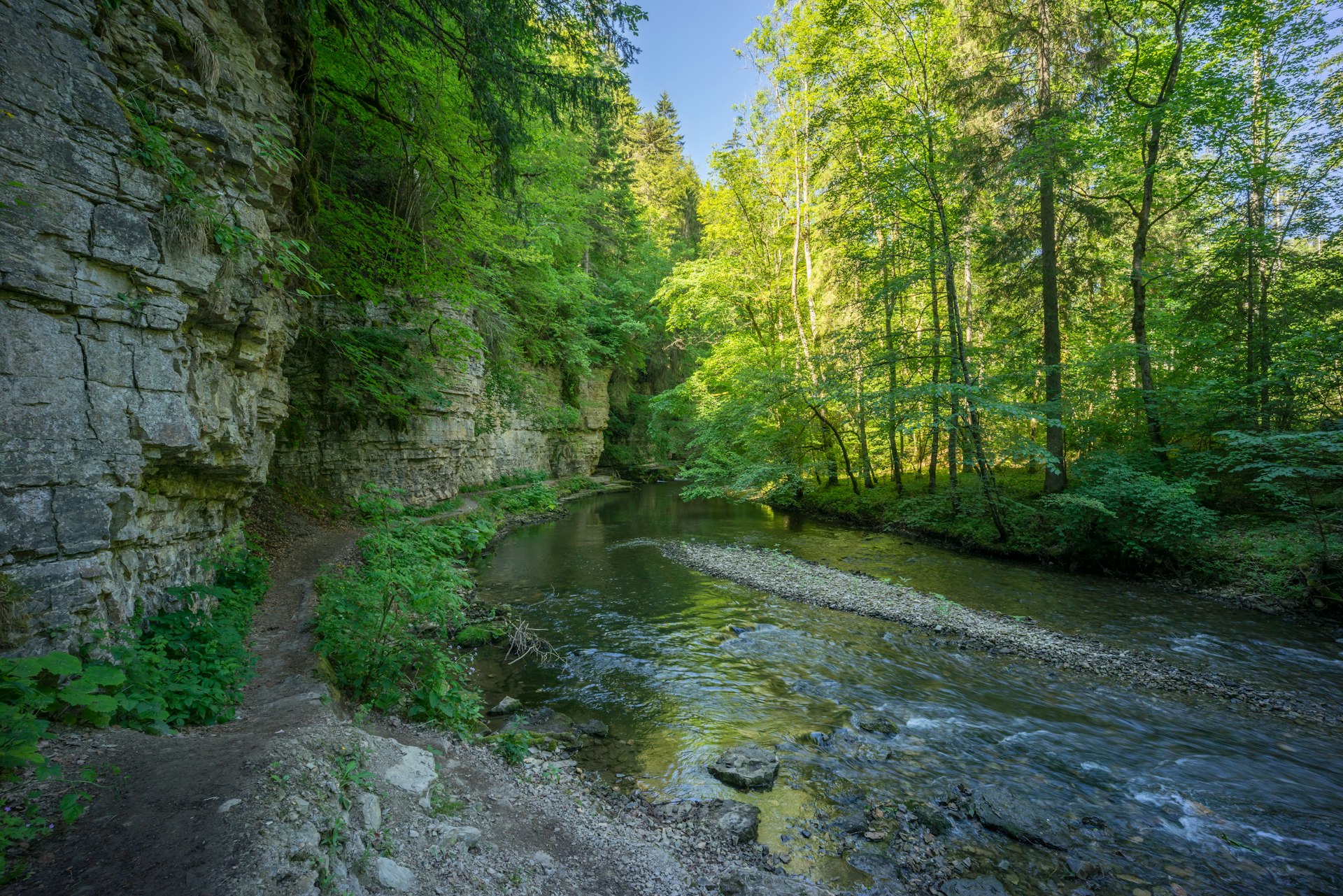 A river running through the Wutach Valley in Wutachschlucht, Germany