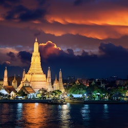 Wat Arun temple in Bangkok during sunset.