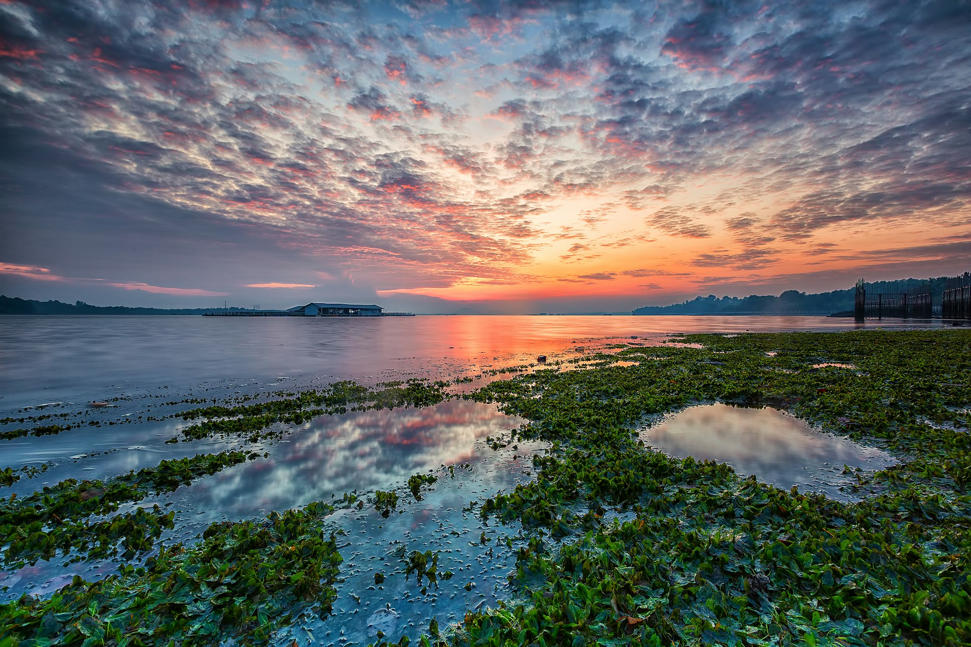 Sunrise colors and clouds formation on Pulau Ubin