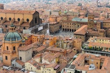 Elevated view of old town, Bologna, Italy