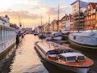 Tourist boat in Nyhavn, Copenhagen, Denmark