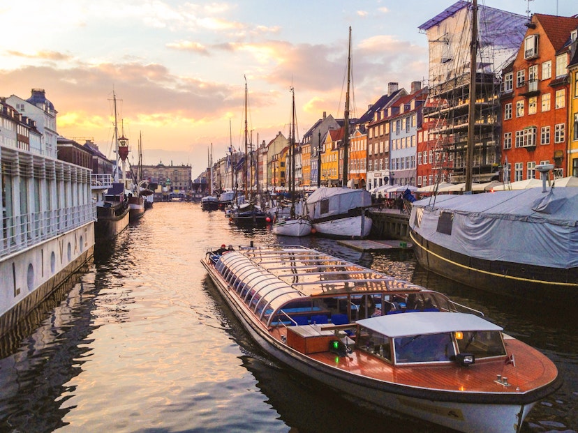 Tourist boat in Nyhavn, Copenhagen, Denmark