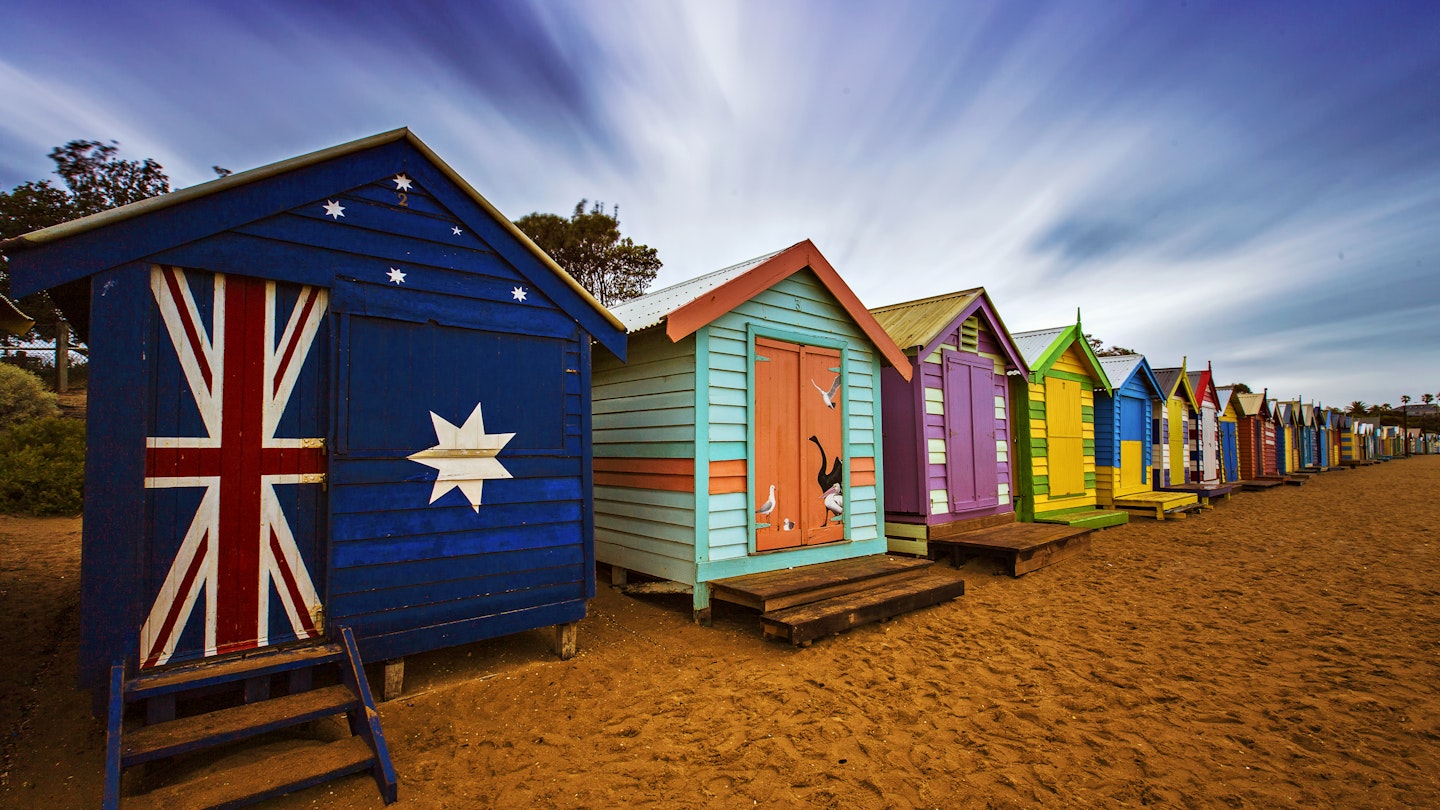 Colourful bathing boxes at Brighton Beach, Melbourne, Victoria.