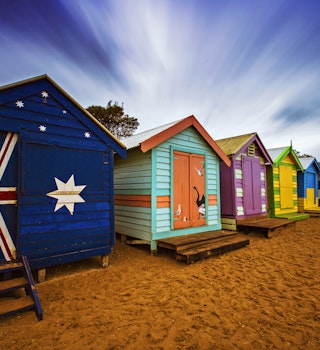 Colourful bathing boxes at Brighton Beach, Melbourne, Victoria.