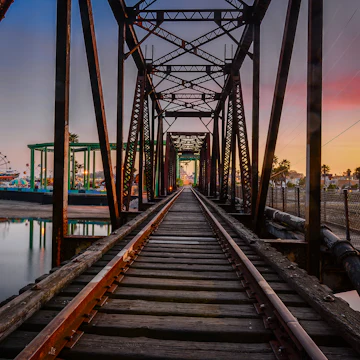 Train tracks in Santa Cruz, California, USA.