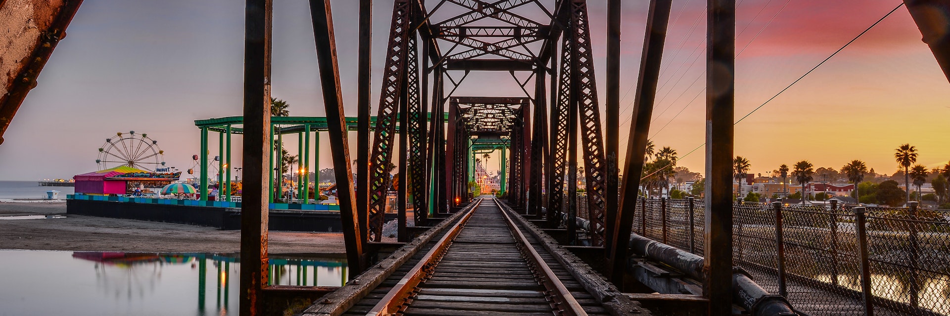 Train tracks in Santa Cruz, California, USA.