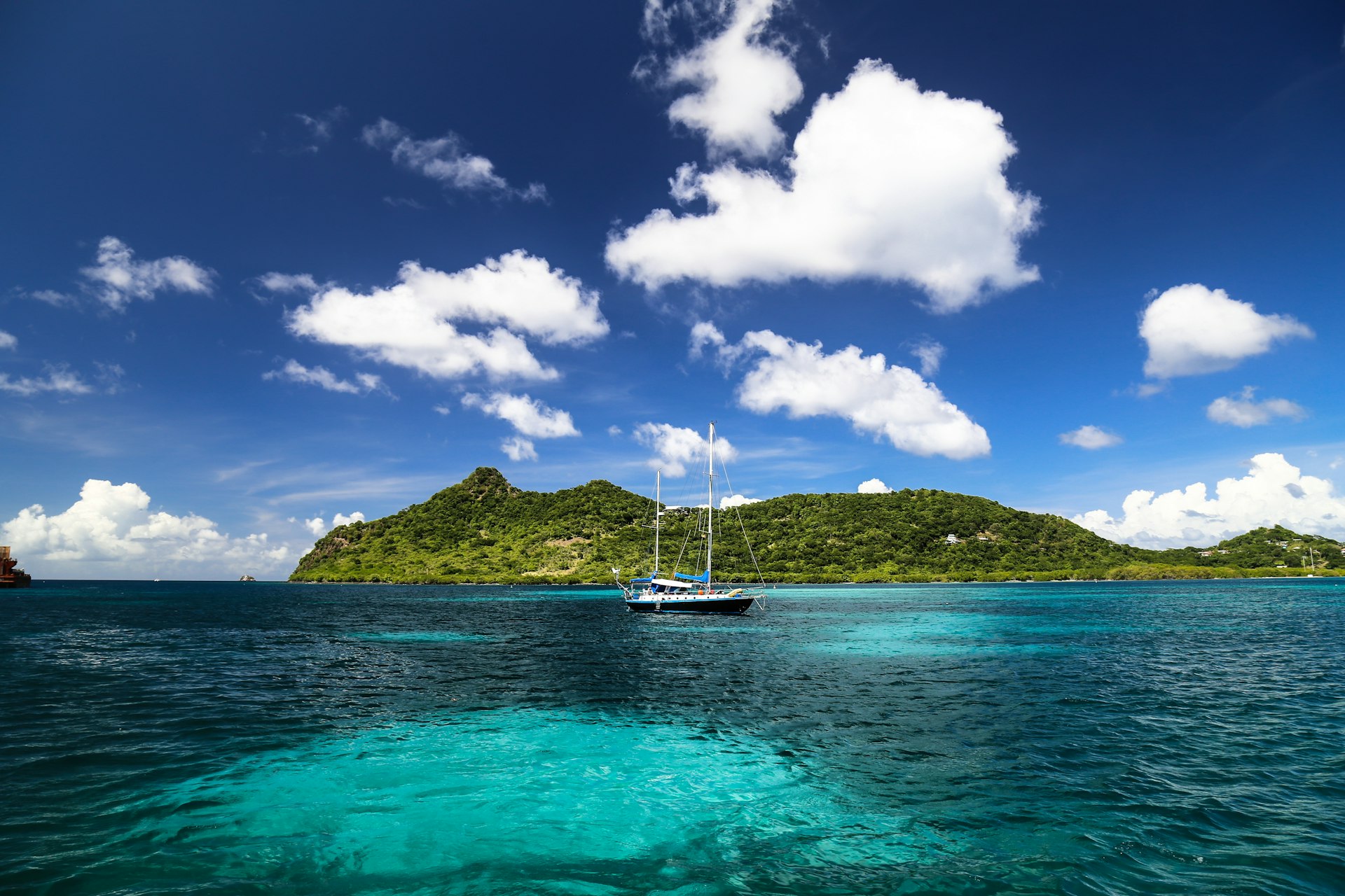 Bright clear waters in Carriacou, Grenada