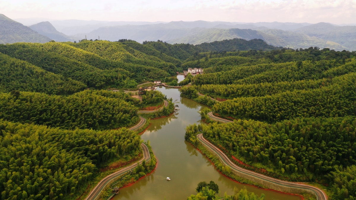Aerial photo of chishui bamboo sea national forest park in zunyi, guizhou province, China, Aug. 2, 2019.- PHOTOGRAPH BY Costfoto / Barcroft Media (Photo credit should read Costfoto / Barcroft Media / Barcroft Media via Getty Images)