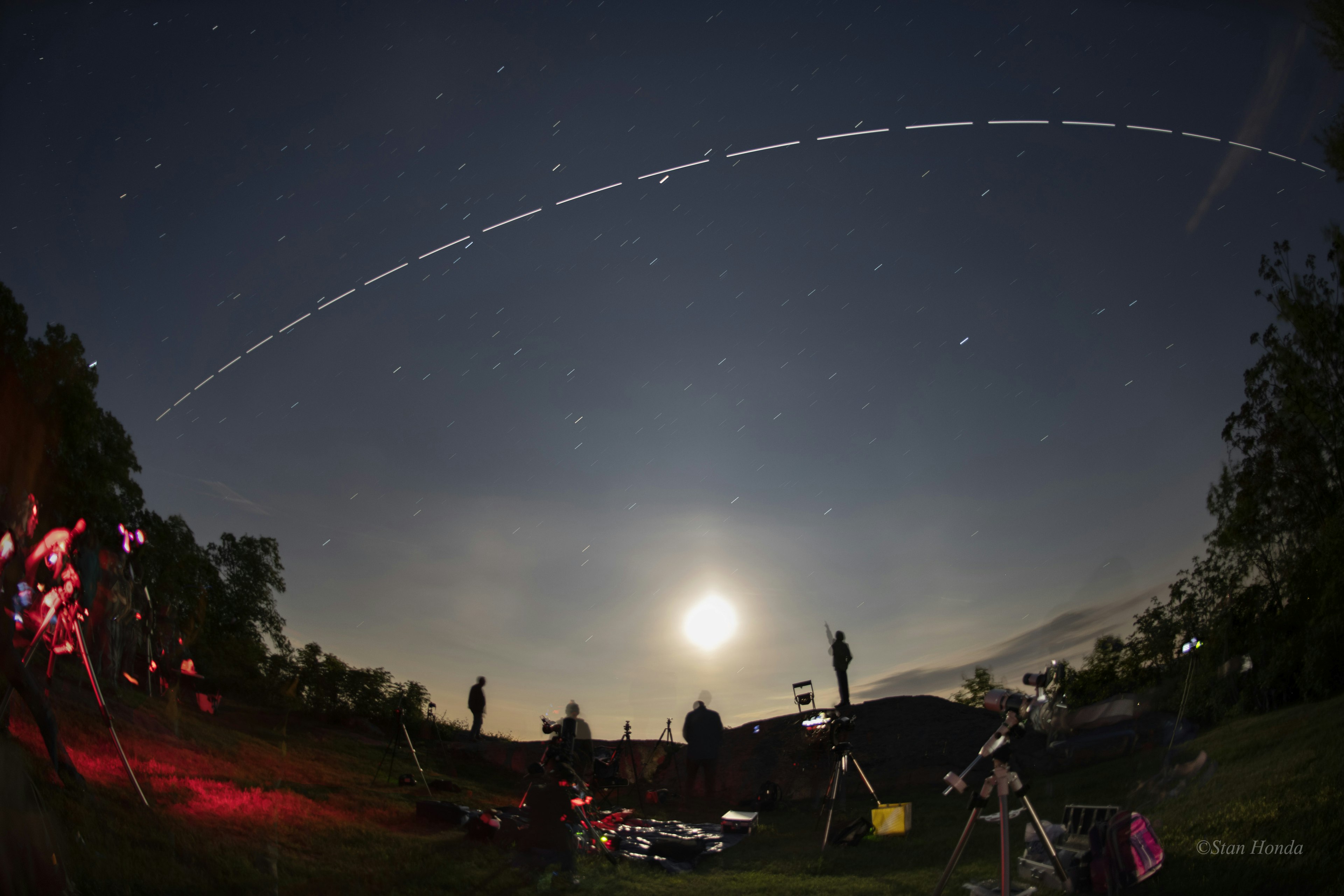 The ISS crosses the sky during the AAA Astrophotography class field trip to UACNJ facilities in Jenny Jump State Park