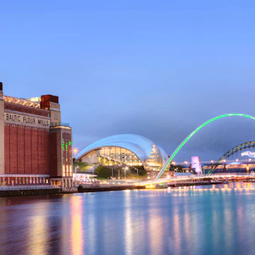 The BALTIC Centre for Contemporary Art, Millennium Bridge, Tyne Bridge and Sage Gateshead, Tyne and Wear, UK