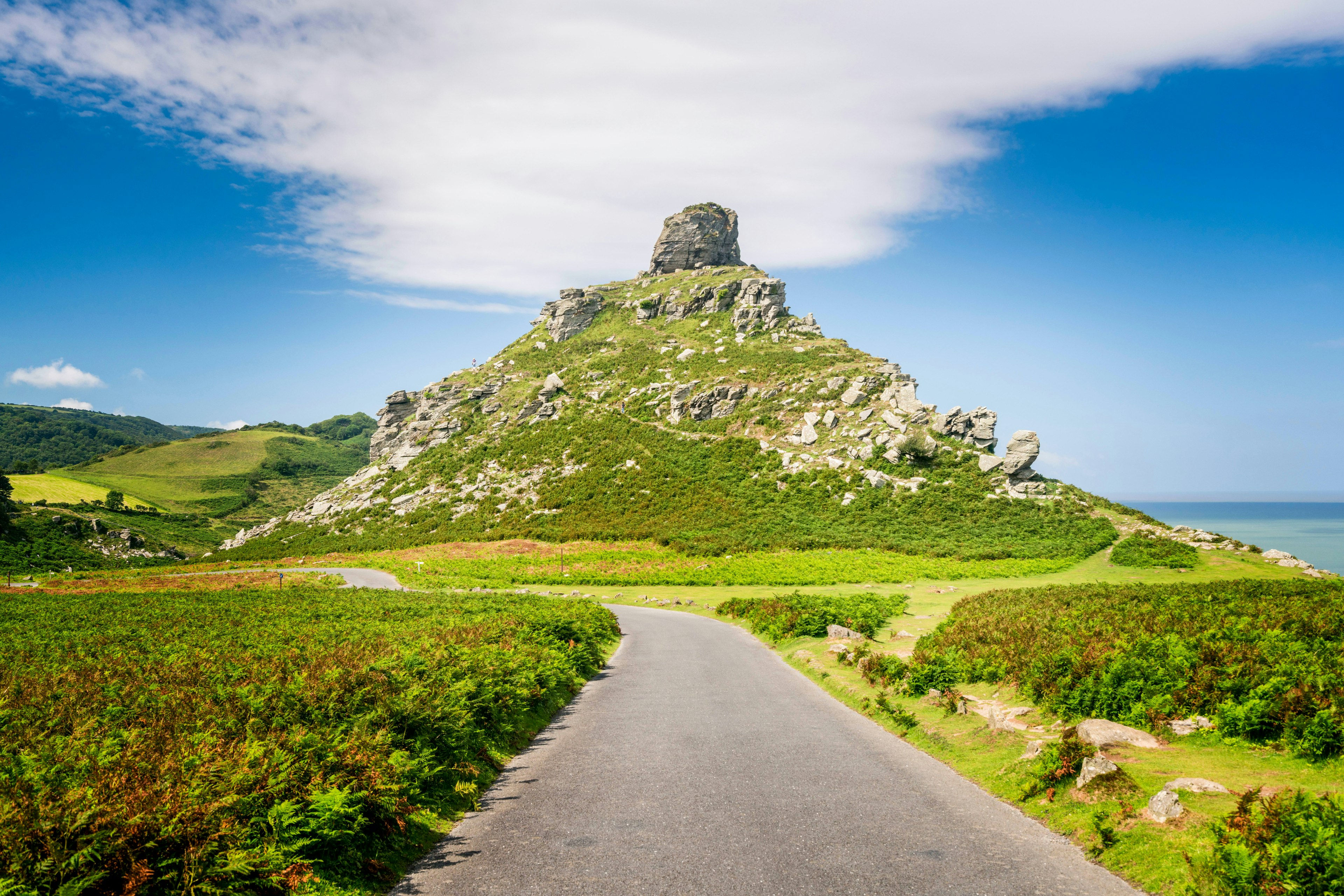 Landscape of Valley of the Rocks in Exmoor National Park, Devon, England UK