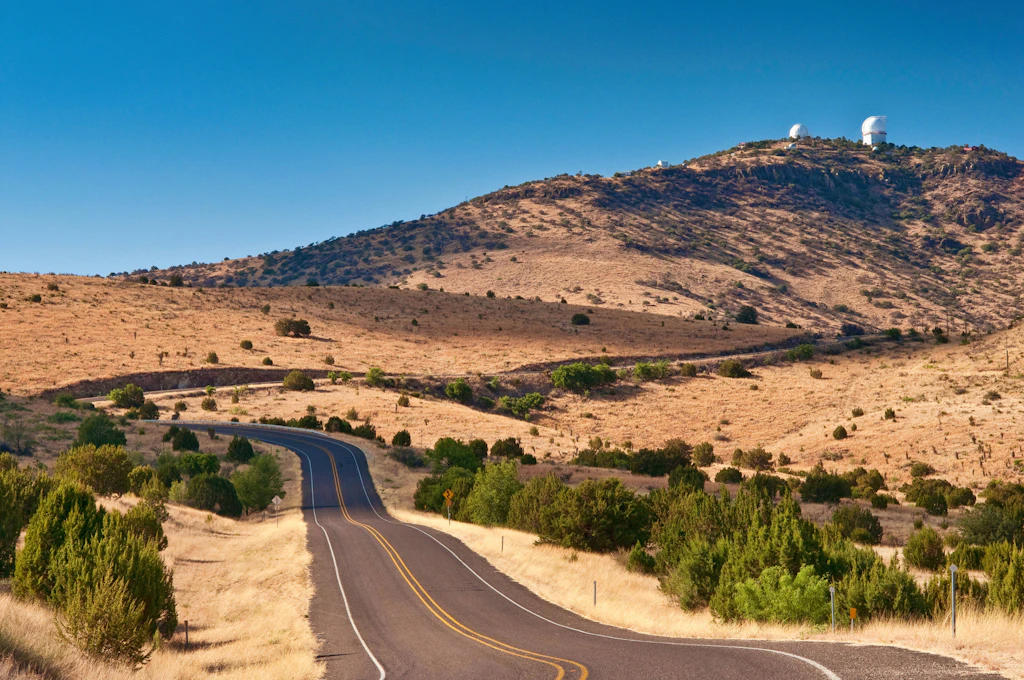 McDonald Observatory at Mount Locke in Davis Mountains, seen from Highway 118, near Fort Davis, Texas, USA McDonald Observatory at Mount Locke in Davis Mountains, seen from Highway 118, near Fort Davis, Texas, USA