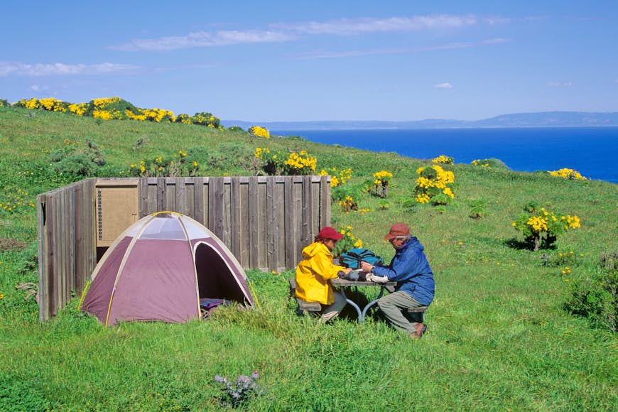 Campground on San Miguel Island at Channel Islands National Park, California, USA