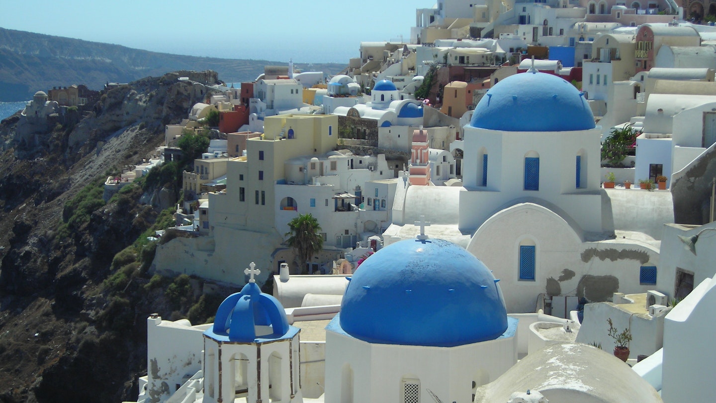Santorini domes and rooftops.