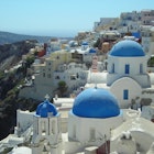 Santorini domes and rooftops.