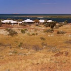 Historic pearling town of Cossack abandoned central Pilbara coast Western Australia Panoramic