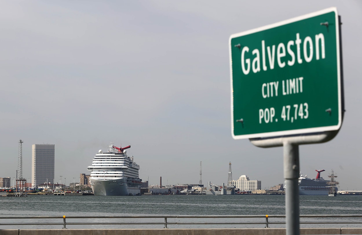 GALVESTON, TX - MARCH 25:  The Carnival Cruise Ship "Triumph" along with two other cruise ships sit in the Houston Port unable to leave after an oil spill on March 25, 2014 in Galveston, Texas. Over 160,000 gallons of oil spilled from a barge On March 22, 2014 in Galveston Bay, closing the 50-mile Houston Ship Channel.  (Photo by Thomas Shea/Getty Images)