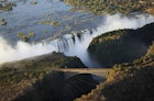 Panoramic view of Victoria Falls and the old bridge