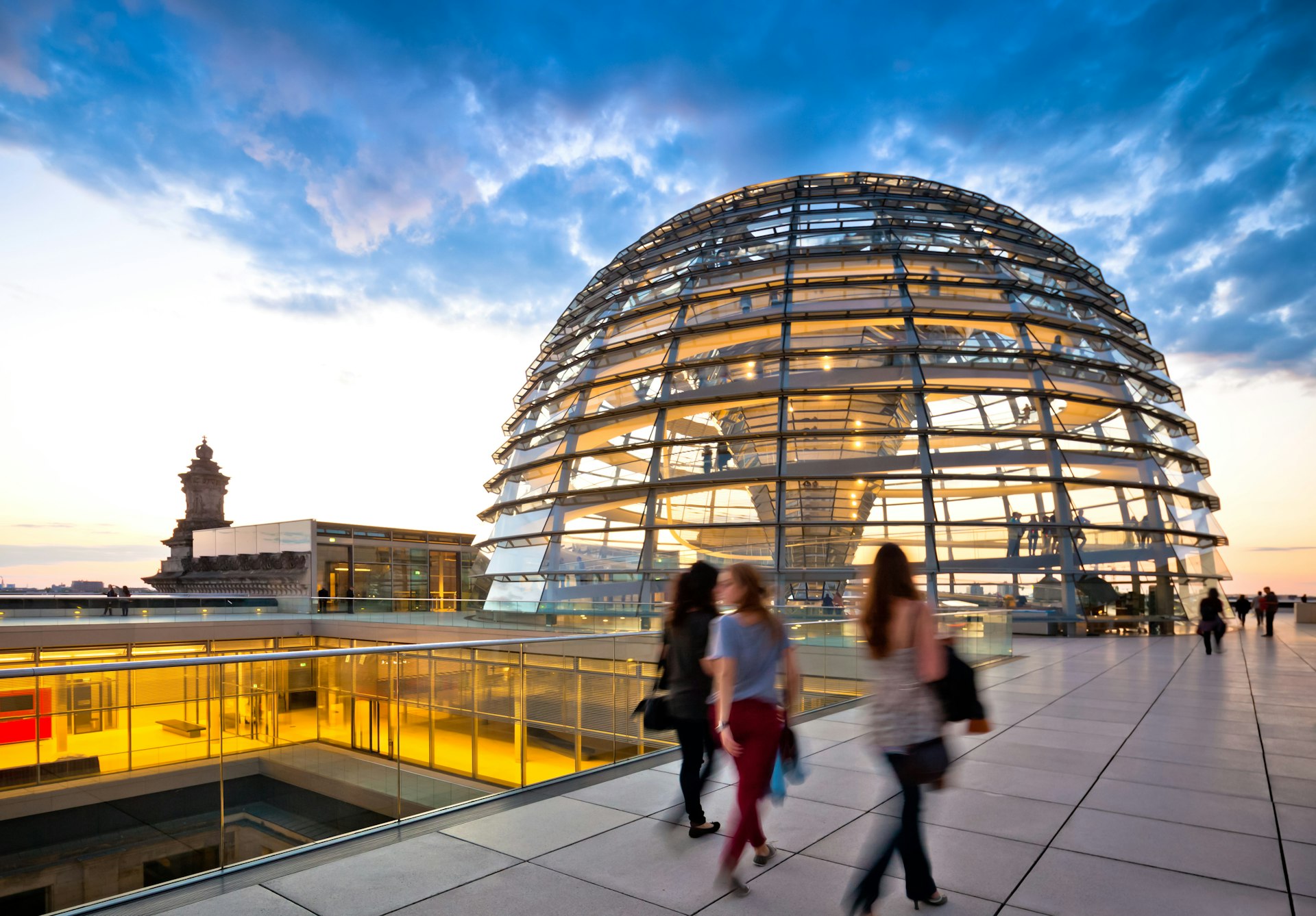 Tourists walking towards the Reichstag Dome, Berlin