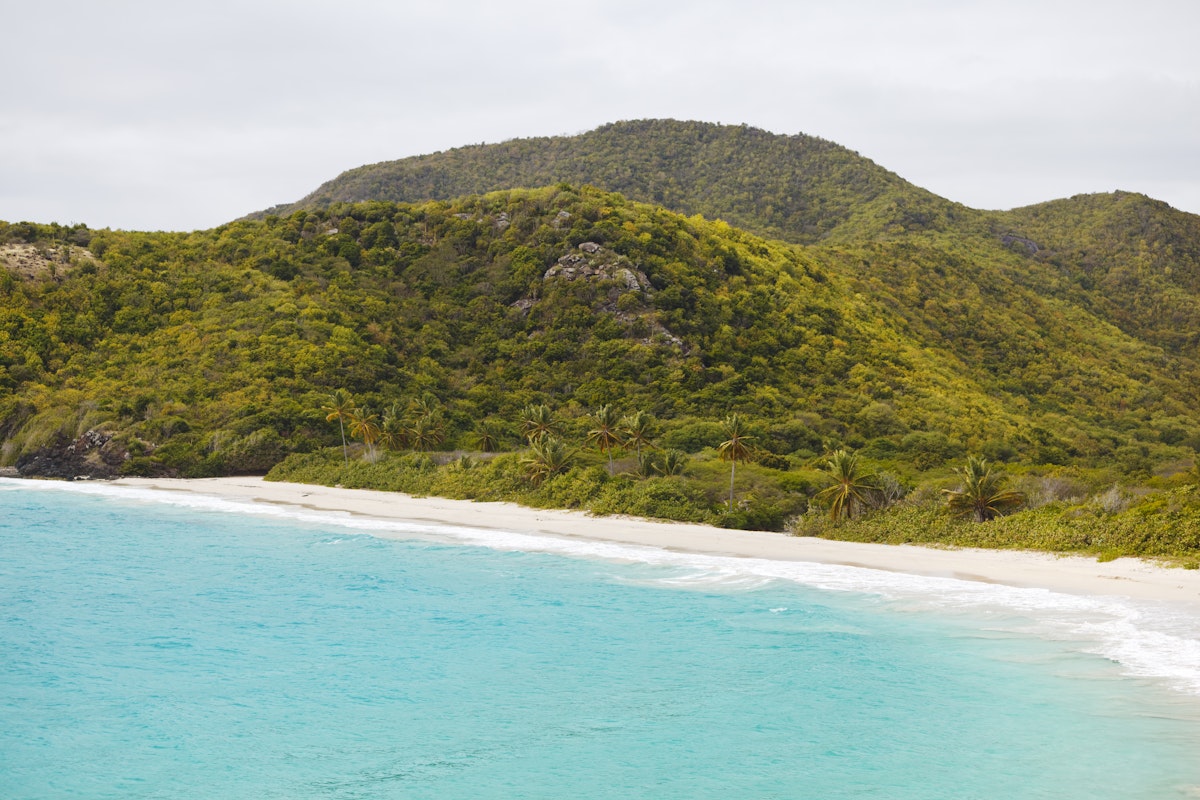The pristine and hard to reach beach in the Rendezvous Bay in Antigua.
