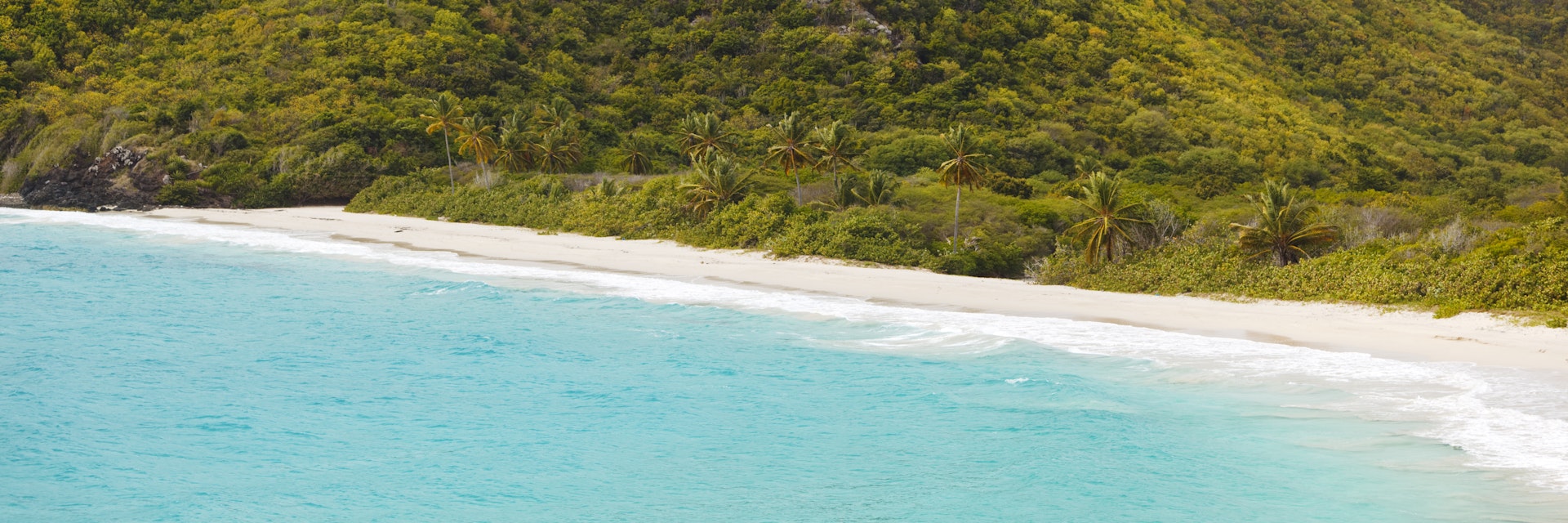 The pristine and hard to reach beach in the Rendezvous Bay in Antigua.