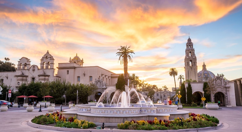 San Diego's Balboa Park at twilight in San Diego California USA