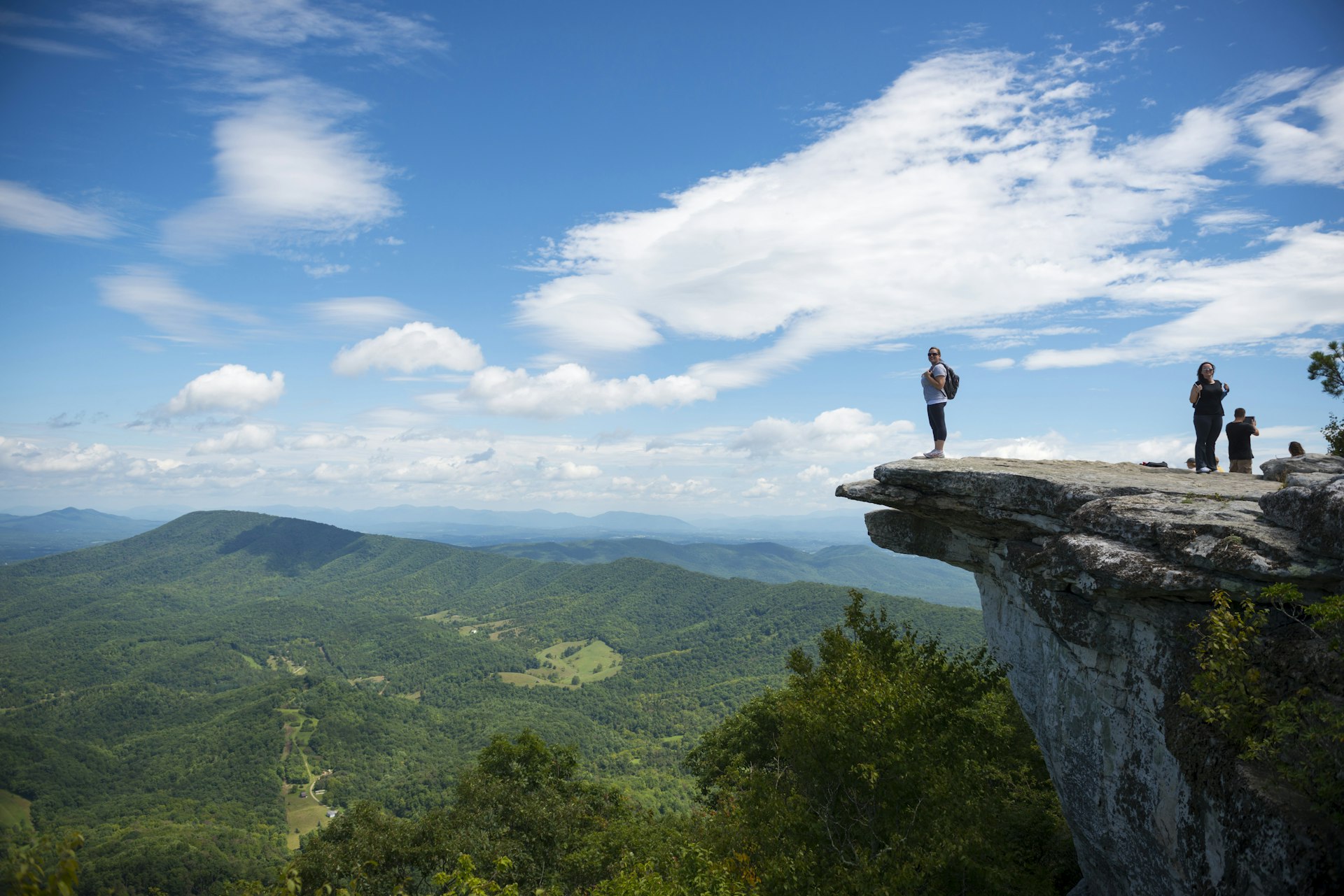Hikers at McAfee Knob on Appalachian Trail in Virginia