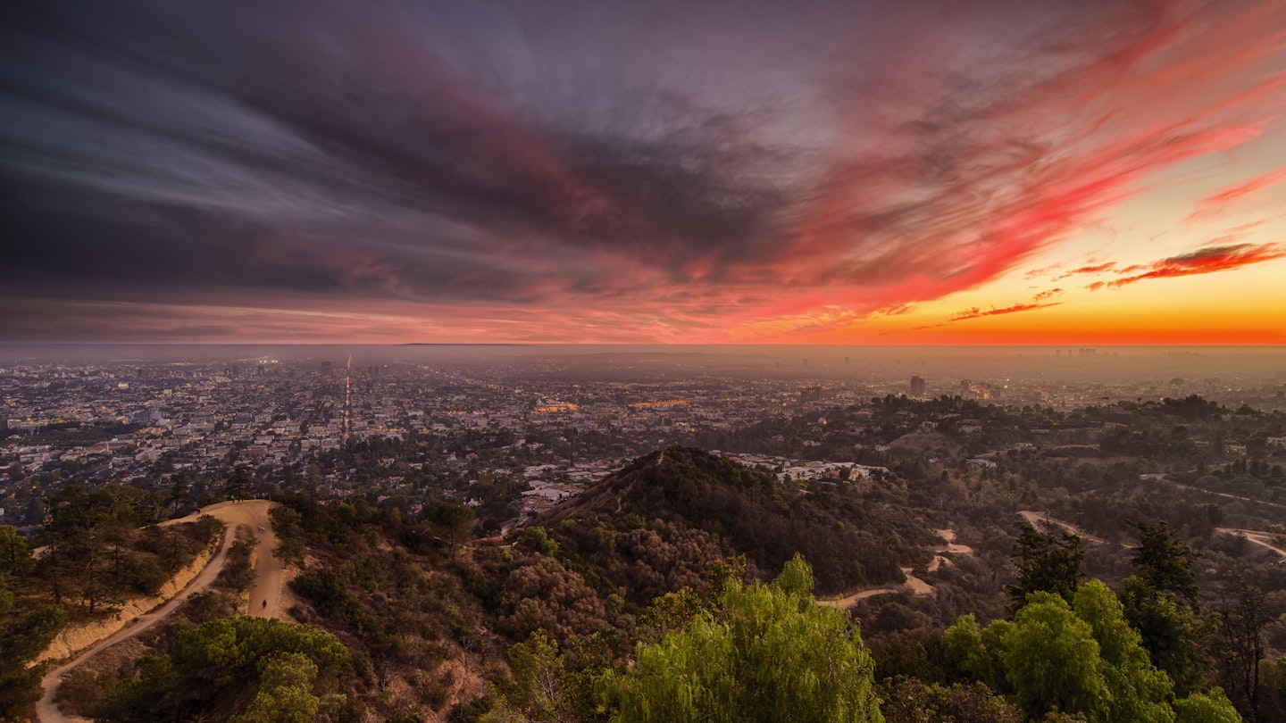 Spectacular sunset from Griffith park, Los Angeles.