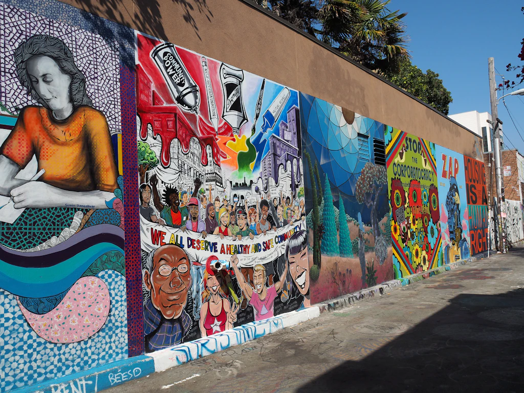 Colorful Murals in Clarion Alley, Mission District, San Francisco, California