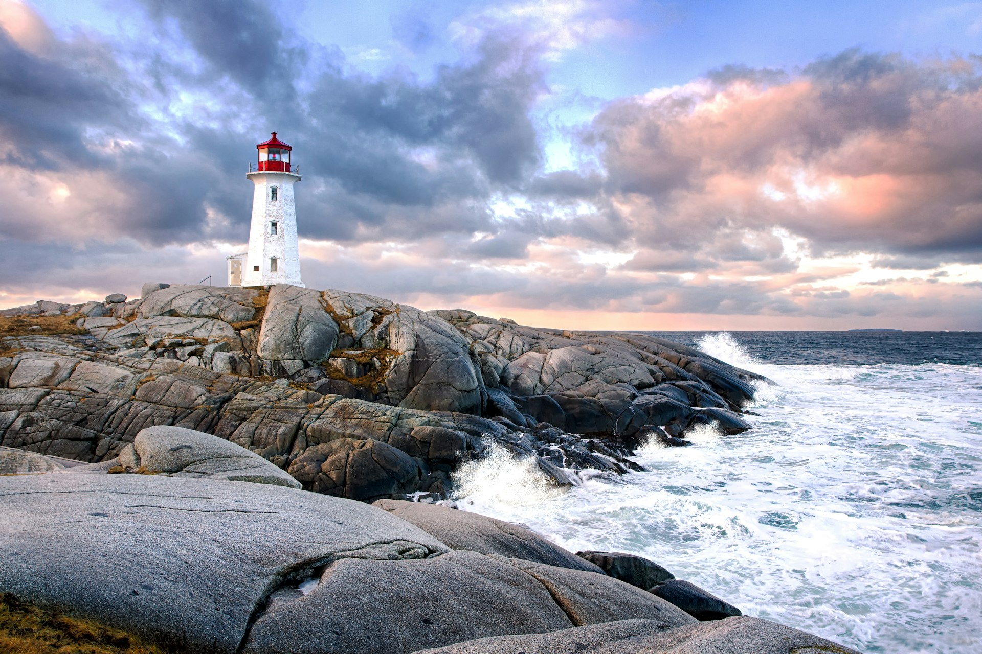 Peggy's Cove Lighthouse at sunset