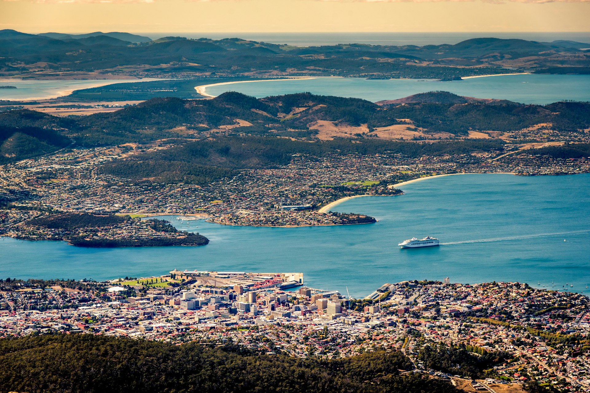 View of Hobart from the top of mt Wellington, Tasmania