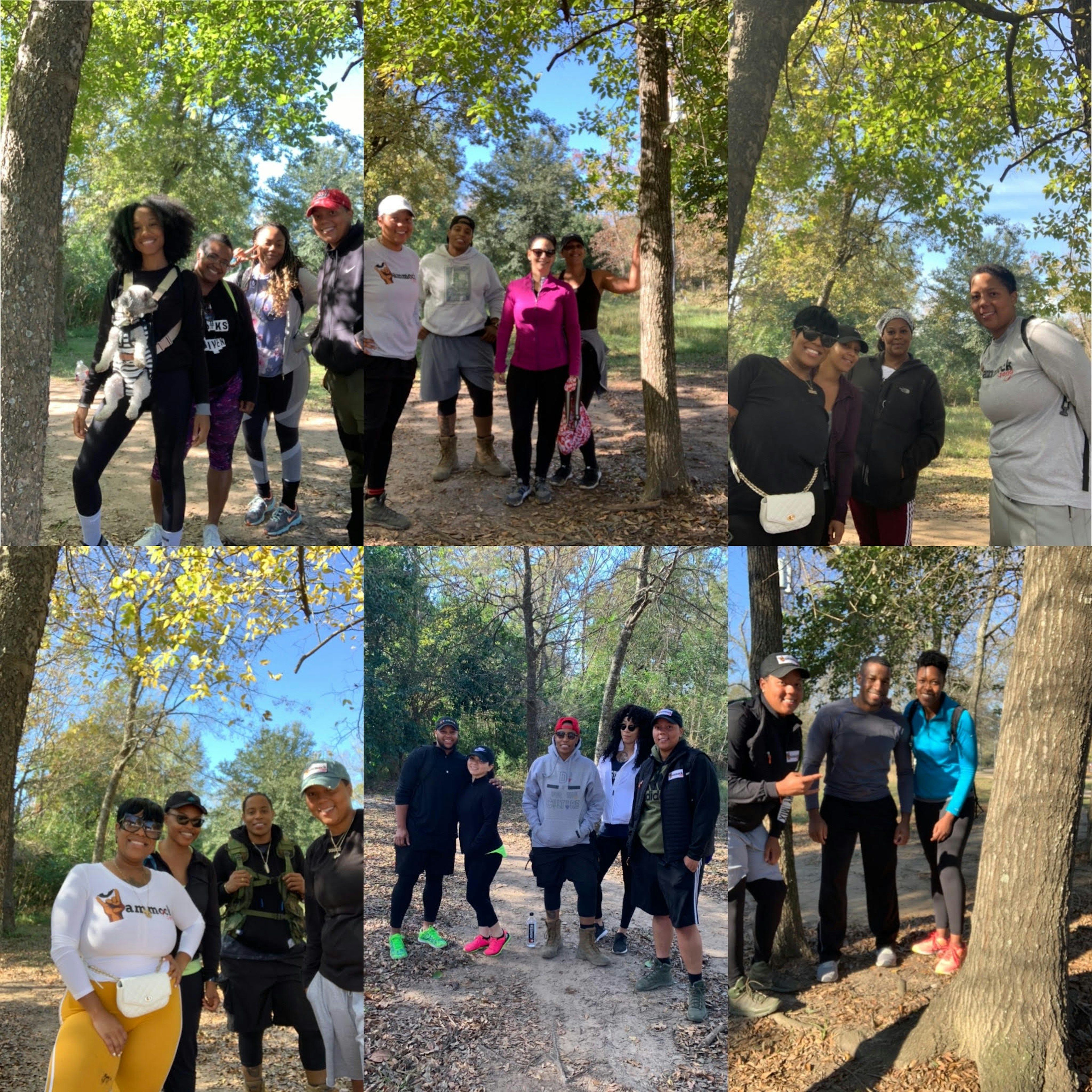 A collage of photos of Black hikers via the Hammock Gang