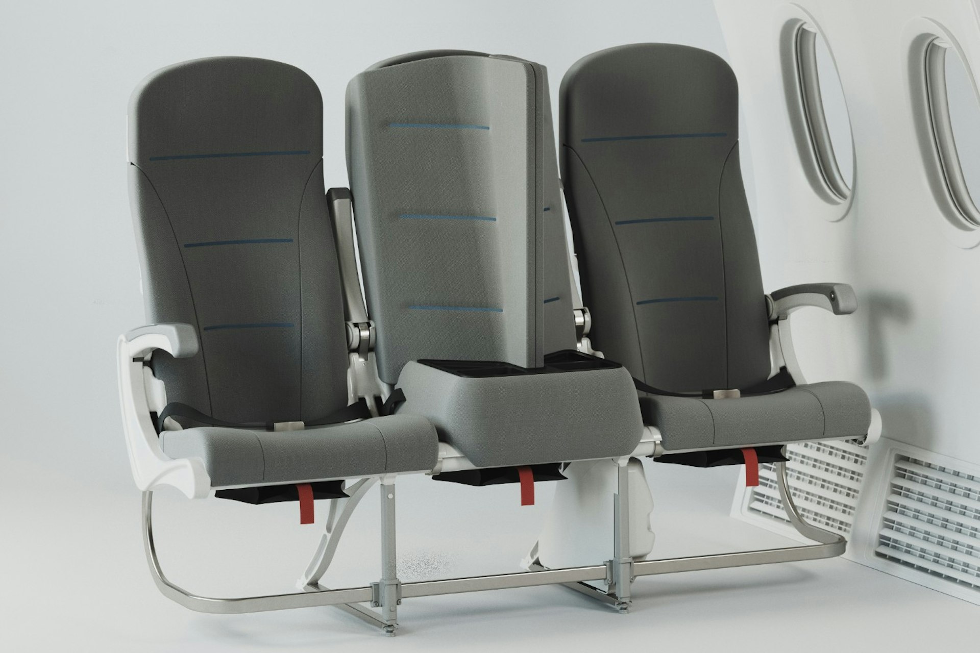 The prototype of the Interspace Lite plane seats