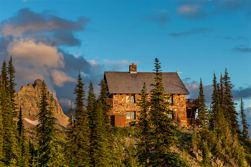 The Granite Park Chalet in Glacier National Park, Montana, USA The Granite Park Chalet in Glacier National Park, Montana, USA