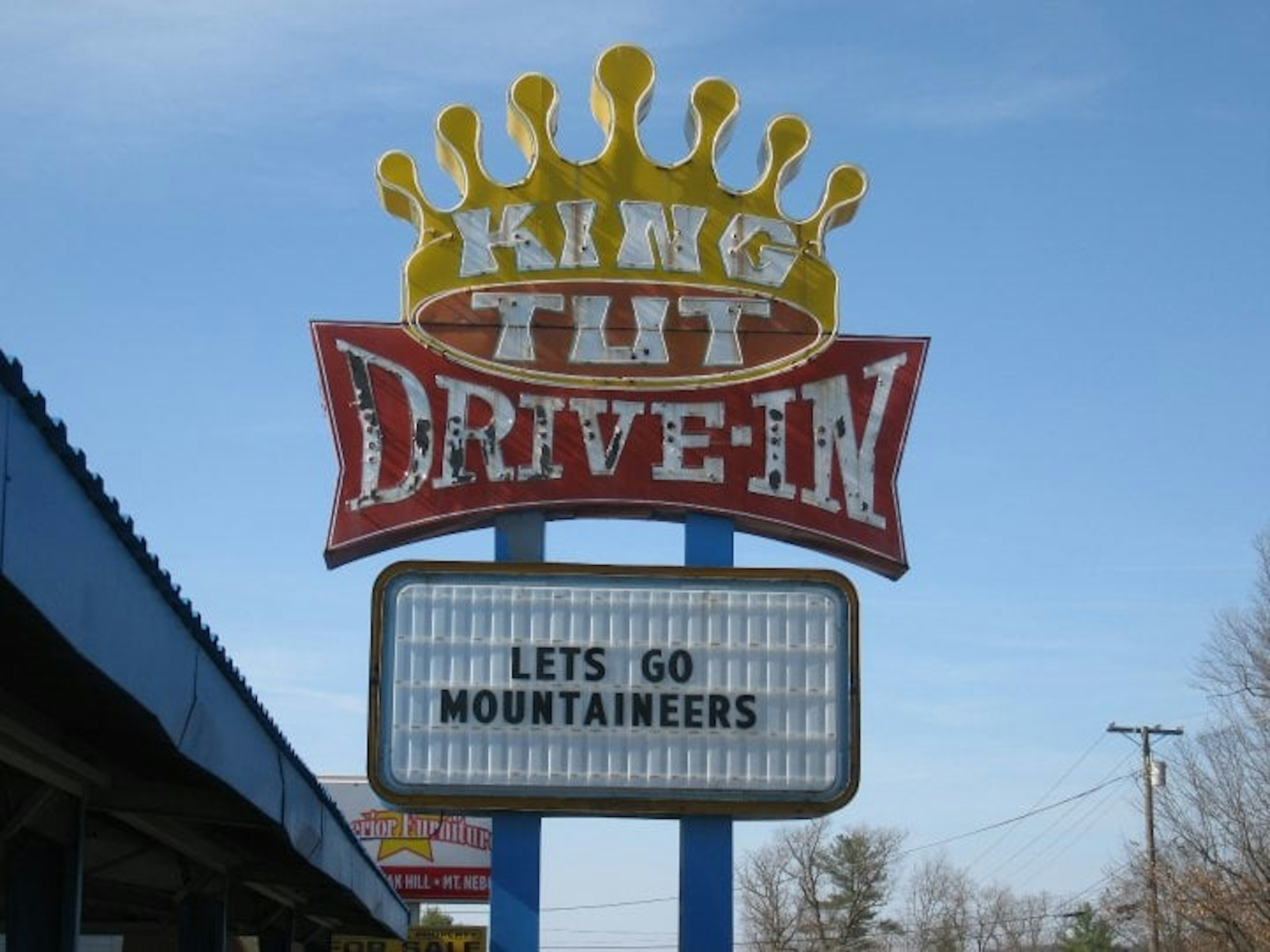 Outdoor neon sign of King Tut Drive-In