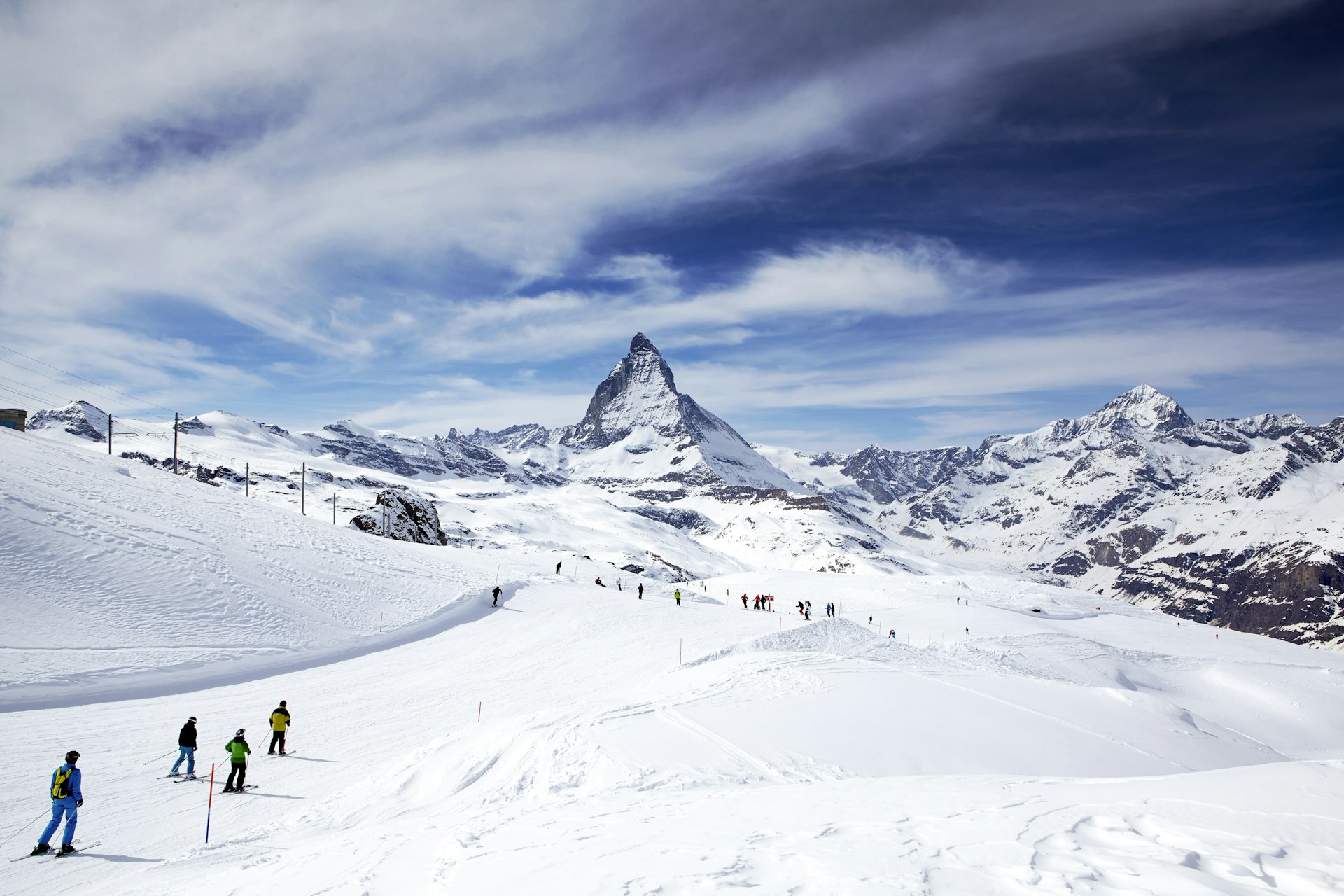 A picture of the slopes in Zermatt, right under the Matterhorn mountain