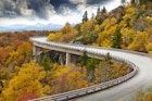 Linn Cove Viaduct in fall, Blue Ridge Parkway Scenic Drive.