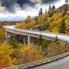 Linn Cove Viaduct in fall, Blue Ridge Parkway Scenic Drive.