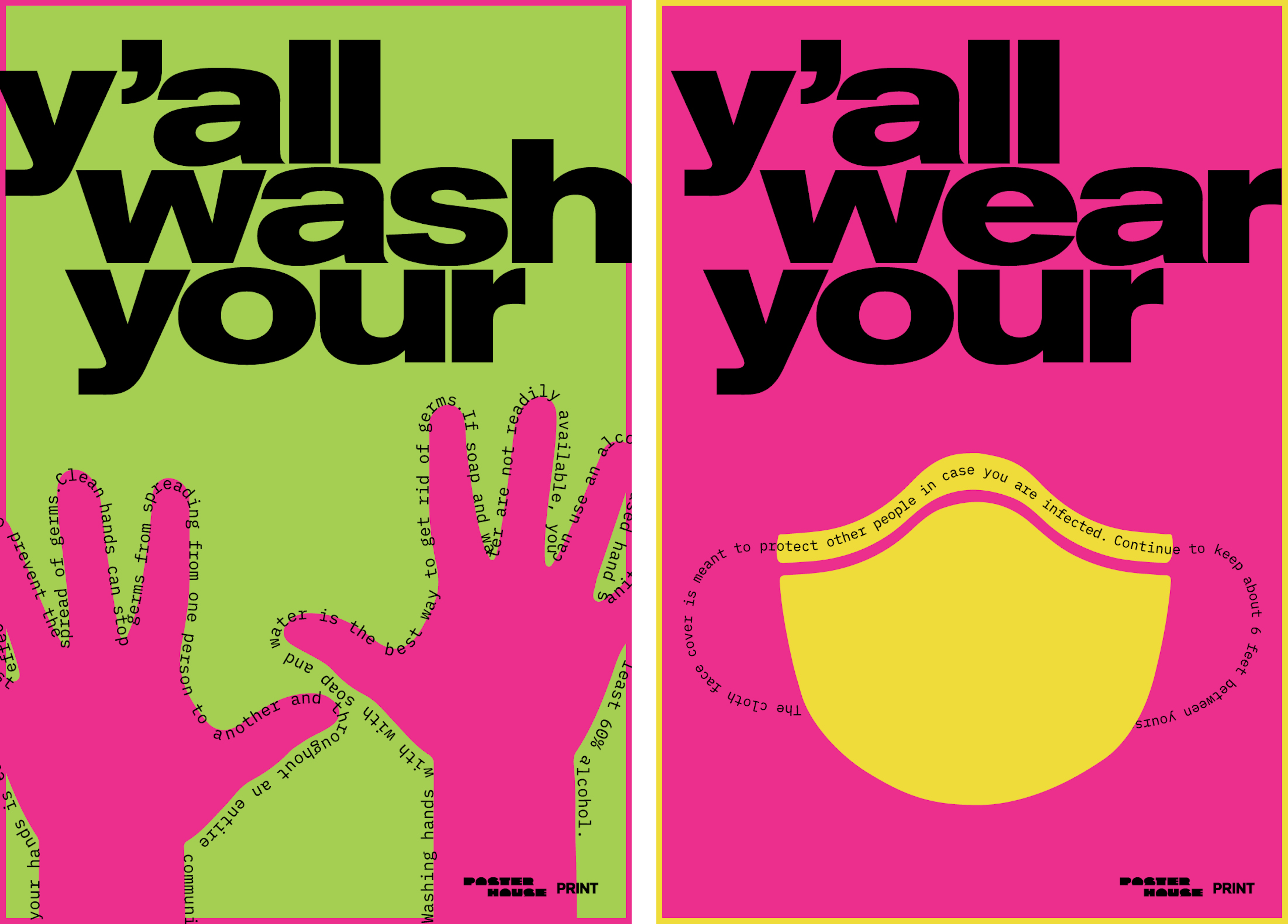 Wash your hands and wear your masks - posters by Ola Baldych