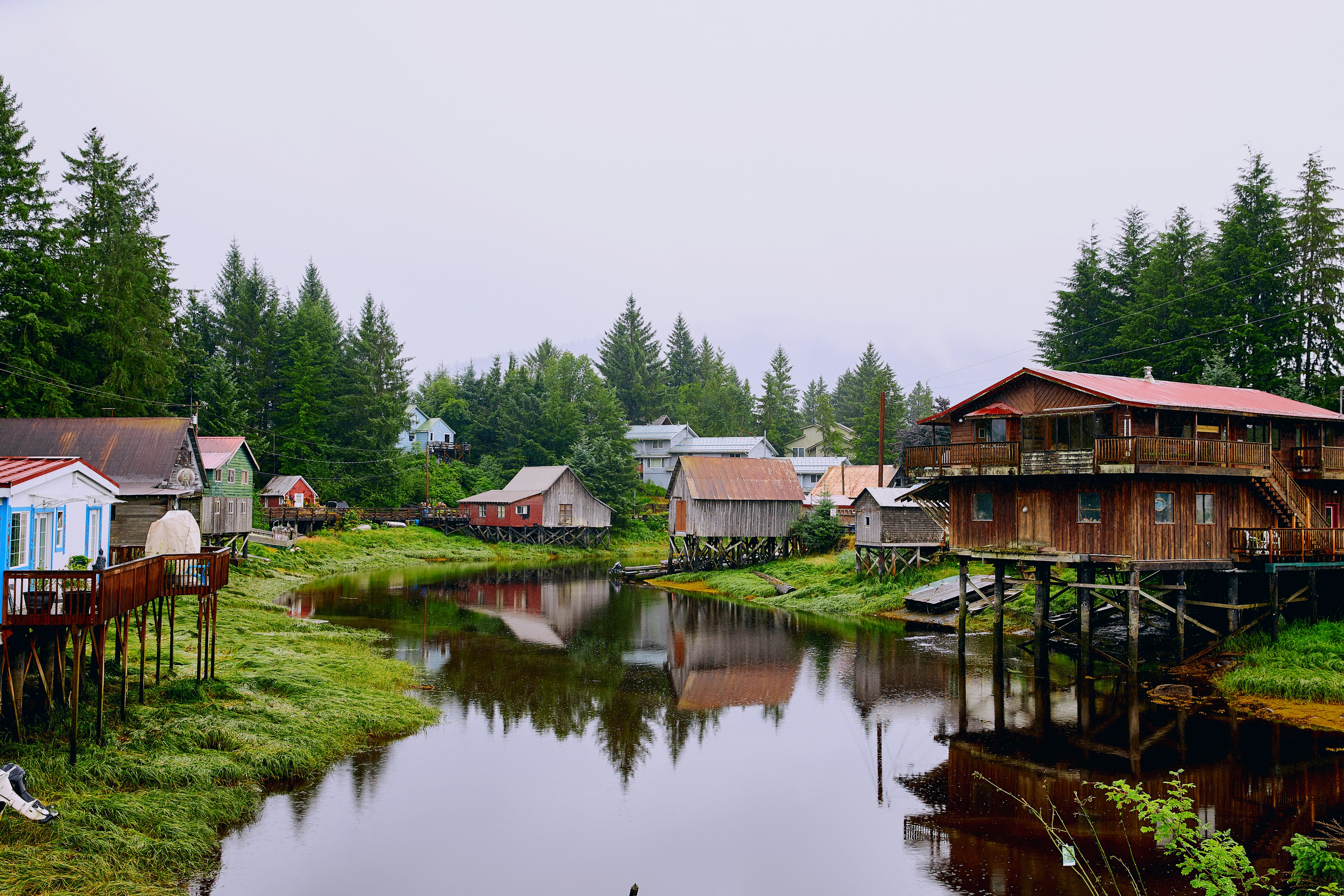 Creekside cabins and houses in Petersburg, which saw early influence from Norwegian settlers