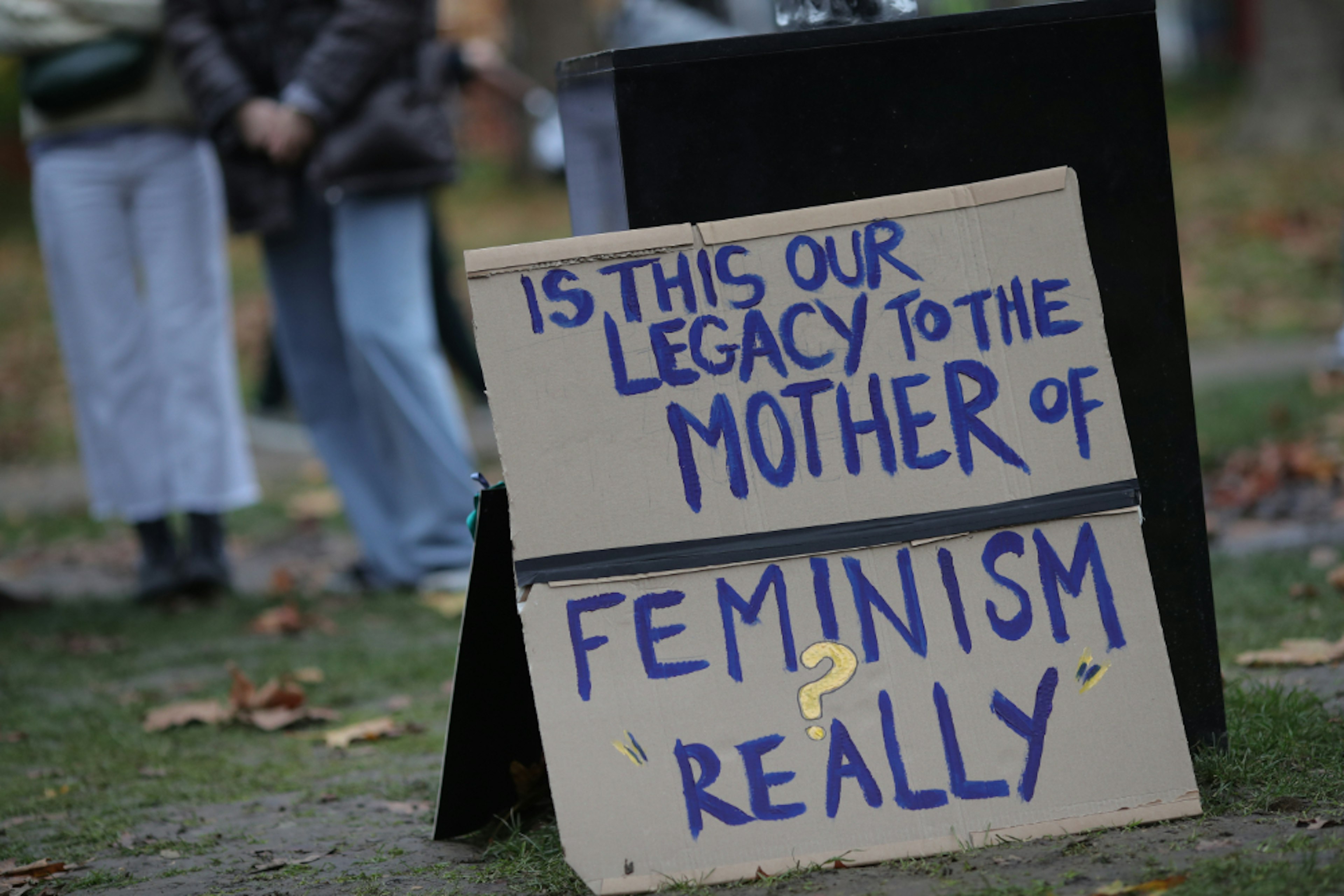 A protest banner left at the statue of Mary Wollstonecraft 2.jpg