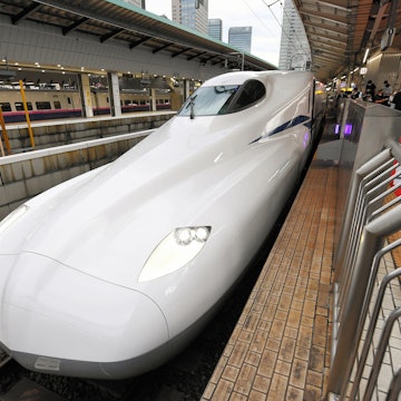 TOKYO, JAPAN - JULY 01: A general view of the new shinkansen bullet train N700S launching ceremony at the Tokyo Station on July 1, 2020 in Tokyo, Japan. (Photo by The Asahi Shimbun via Getty Images)