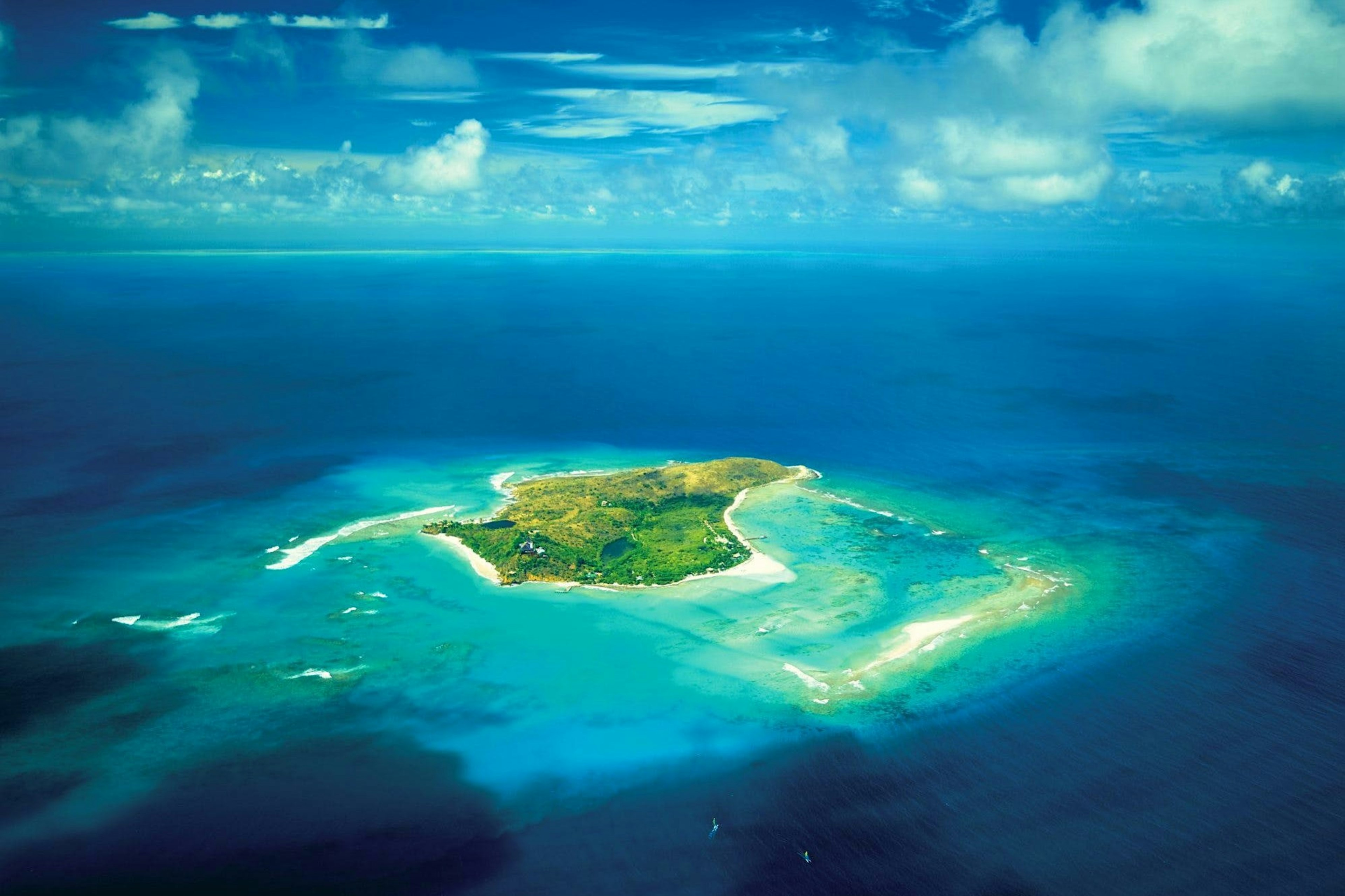 An aerial view of Necker Island