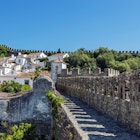 Stone walkway and Obidos cityscape, Leiria, Portugal