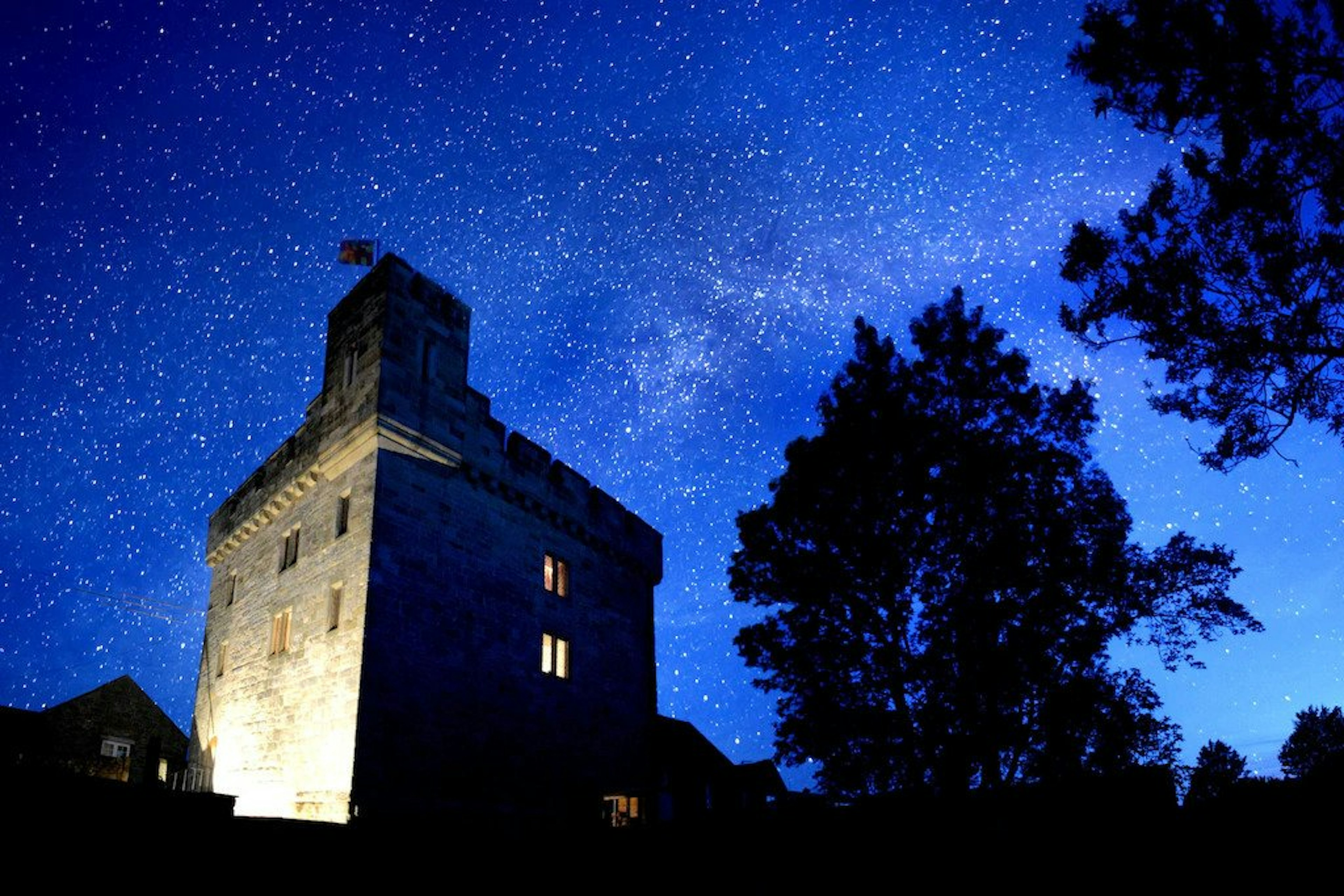 Pele Tower against a blue background